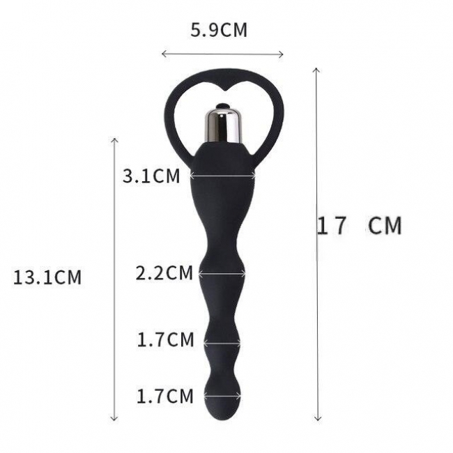 Анальная пробка-елочка с вибрацией черного цвета ROSYLAND