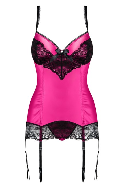 Малиновое ками на косточках с черным кружевом Roseberry Corset SM (42-44)