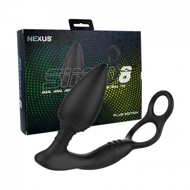 Вибромассажер анальный с кольцами для мошонки и пениса Nexus Stimul8 Plug Edition (6 режимов, 2 мотора)