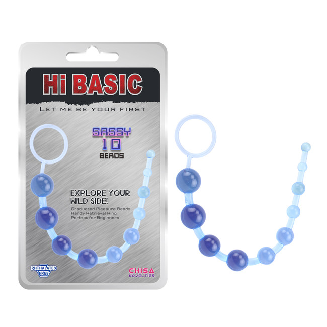 Анальная цепочка SASSY Anal Beads, голубой