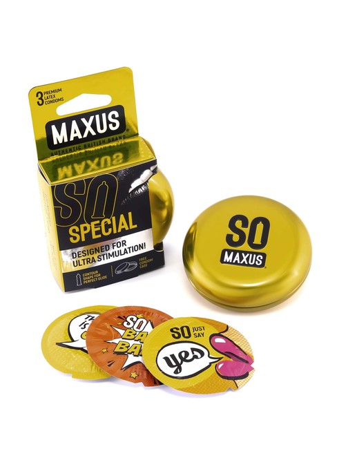 Презервативы MAXUS SPECIAL в железном кейсе, точечно-ребристые 3 шт.
