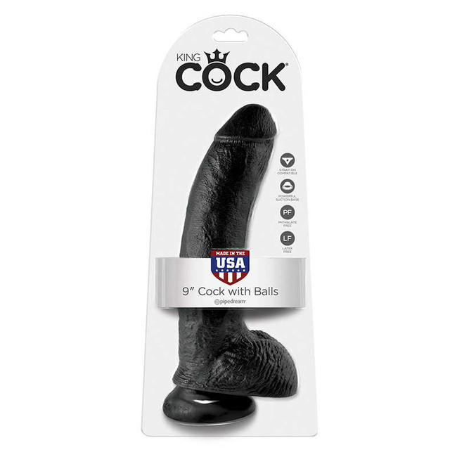 Фаллоимитатор на присоске черный King Cock 9 Cock with Balls