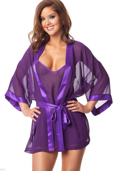 Эротический пеньюар с сексуальным халатиком фиолетового цвета Rosyland Clothing One Size