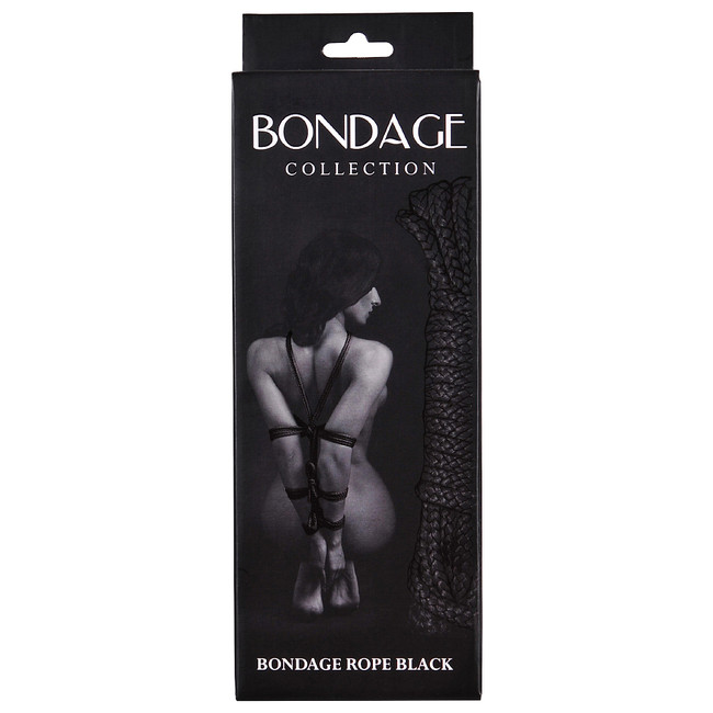 Черная веревка для связывания Bondage Rope Black (9 м ,  серый)