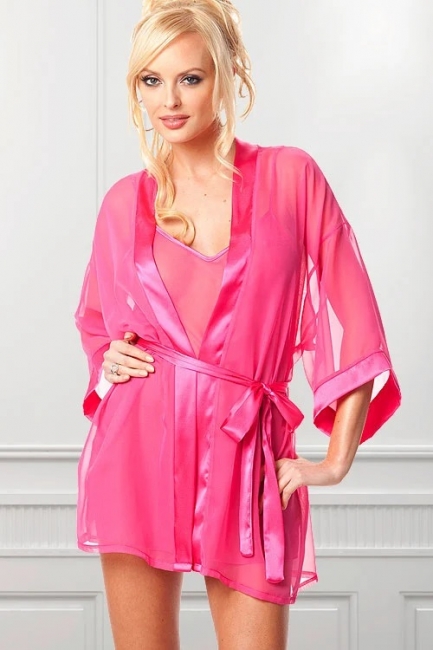 Эротический пеньюар с сексуальным халатиком розового цвета Rosyland Clothing One Size