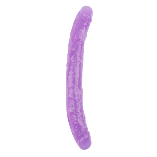 Фаллоимитатор двухконечный гелевый Hi Rubber 12,8, фиолетовый