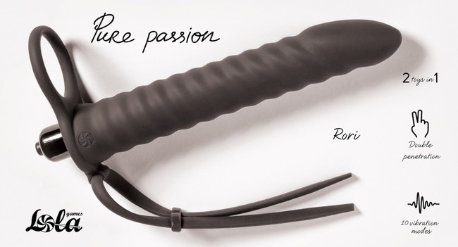 Вибронасадка для двойного проникновения Pure Passion Rori Black