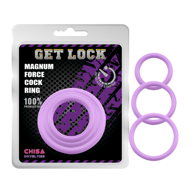 Набор из 3-х эрекционных колец Magnum Force Cock Ring, фиолетовый