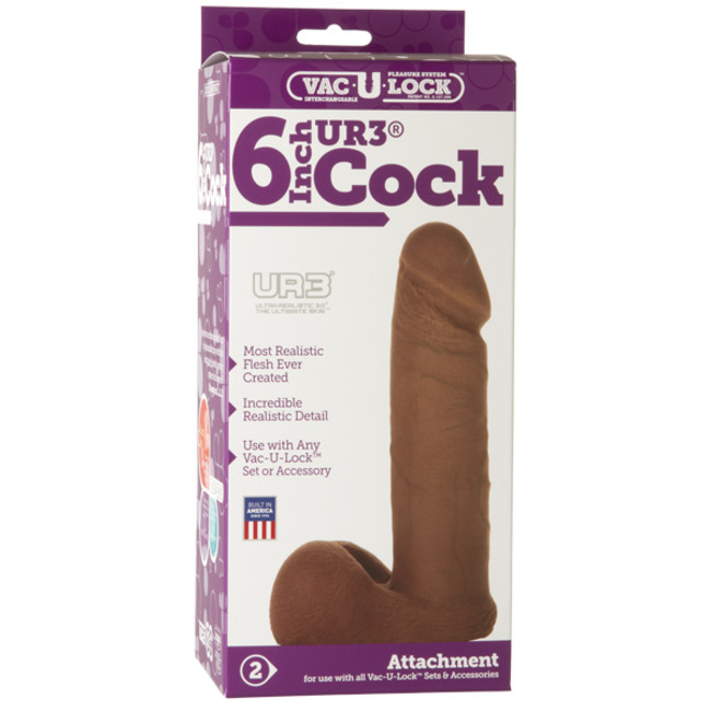 Коричневый фаллос-насадка для страпона из UR3 6'' Cock