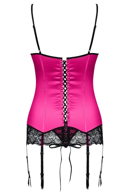 Малиновое ками на косточках с черным кружевом Roseberry Corset SM (42-44)