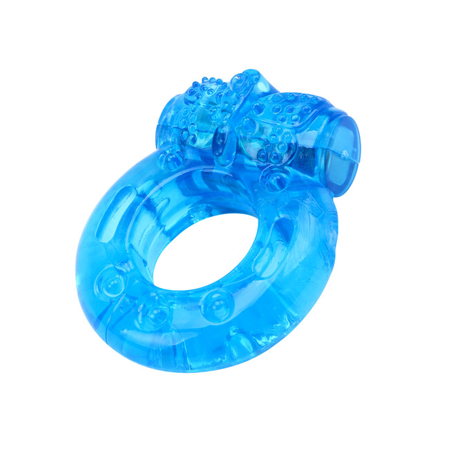 Эрекционное кольцо с вибрацией Reusable Cock Ring Chisa-Novelties синего цвета