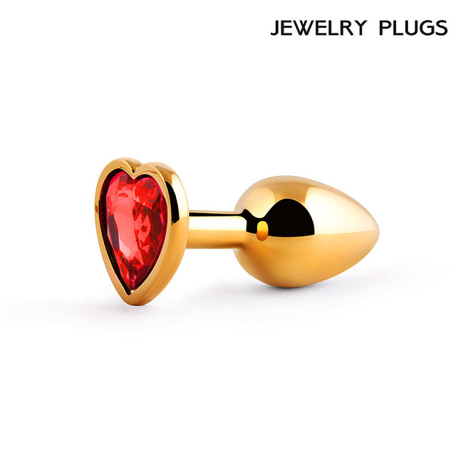 Малая золотая пробка с красным кристаллом в виде сердца Jewelry Plugs Anal, (7 см )