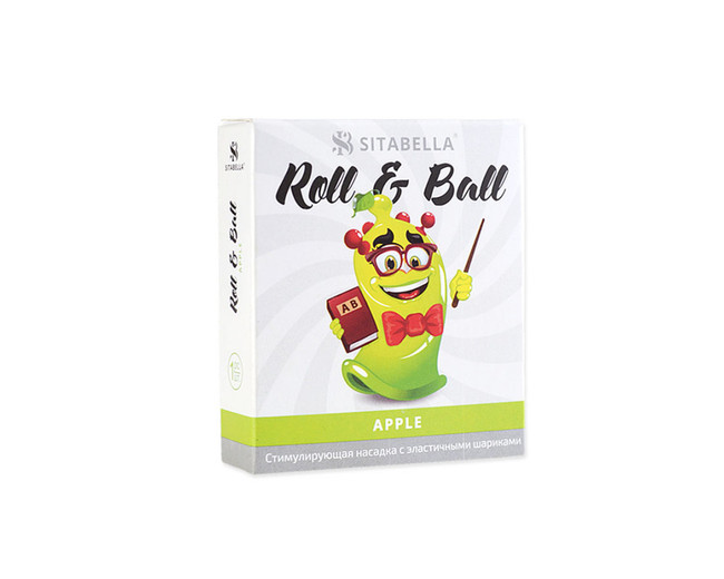 Стимулирующий презерватив с шариками Roll & Ball с ароматом яблока (1 шт)