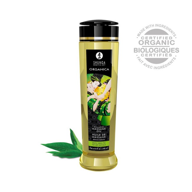 Съедобное натуральное массажное масло Shunga Kissable Massage Oil (зеленый чай 240 мл)