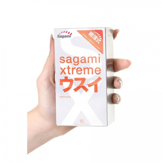 Презервативы Sagami, xtreme, 0.04, латекс, 19 см, 5,4 см, 15 шт.