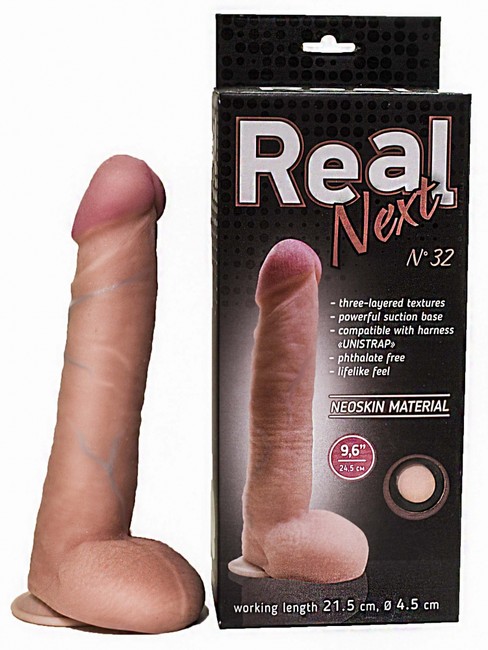 Длинный реалистик на присоске Real Next 9,6'' №32 , вторая кожа (24,5 см , телесный )
