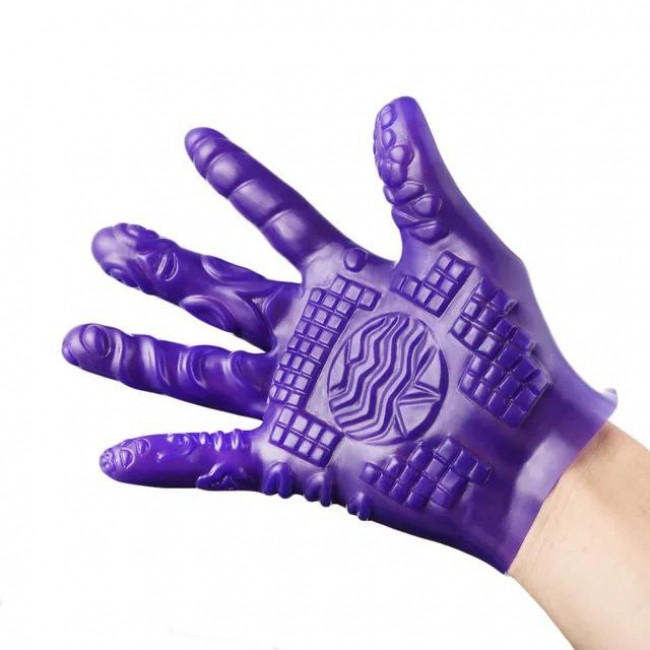 Мягкая фиолетовая стимулирующая перчатка для пар ROSYLAND /без коробки/