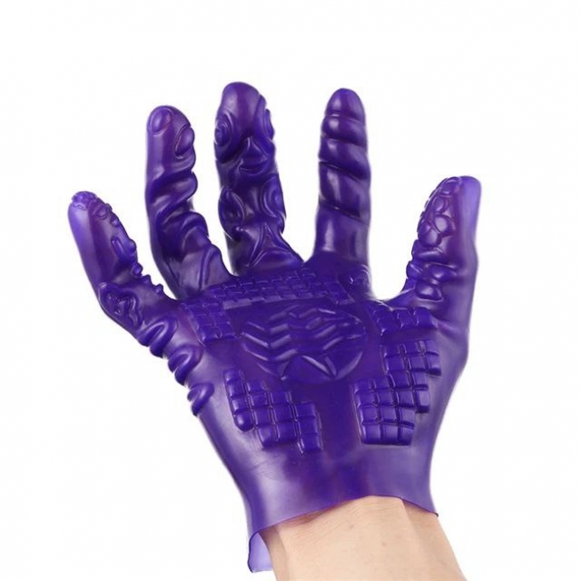 Мягкая фиолетовая стимулирующая перчатка для пар ROSYLAND /без коробки/