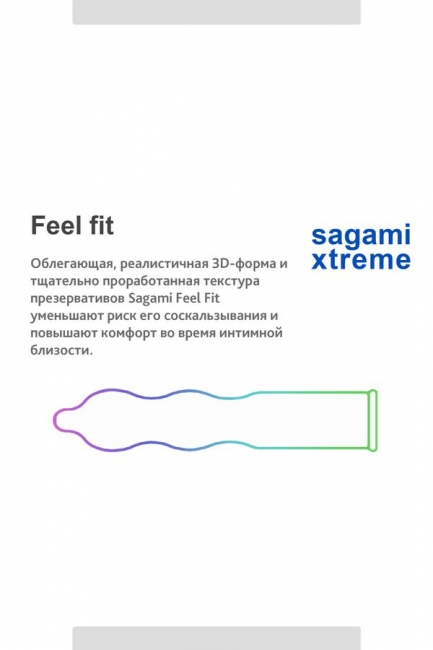 Презервативы Sagami, extreme, feel fit, гладкие, 19 см, 5,1 см, 3 шт.