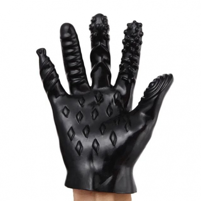 Мягкая черная стимулирующая перчатка для пар ROSYLAND /без коробки/