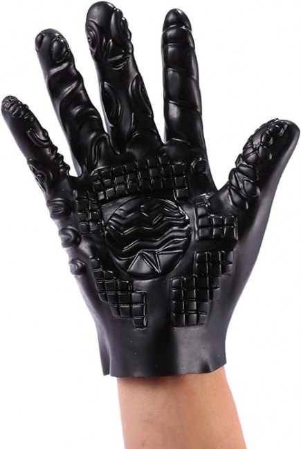 Мягкая черная массажная перчатка для пар ROSYLAND /без коробки/