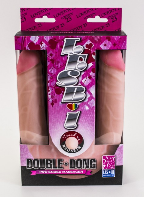 Длинный двойной фаллос для лесбиянок Double Dong , вторая кожа (45 см , телесный )