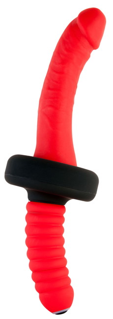 Двусторонний красный гибкий вибратор Black&Red (10 режимов,14 см)