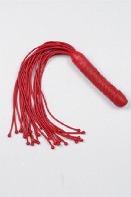 Фаллос-плеть с бусинами на конце (17,5 см, красный)