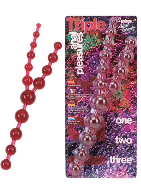 Красные анальные бусы Triple Anal Pleasure Beads ( 30 см ,красный)