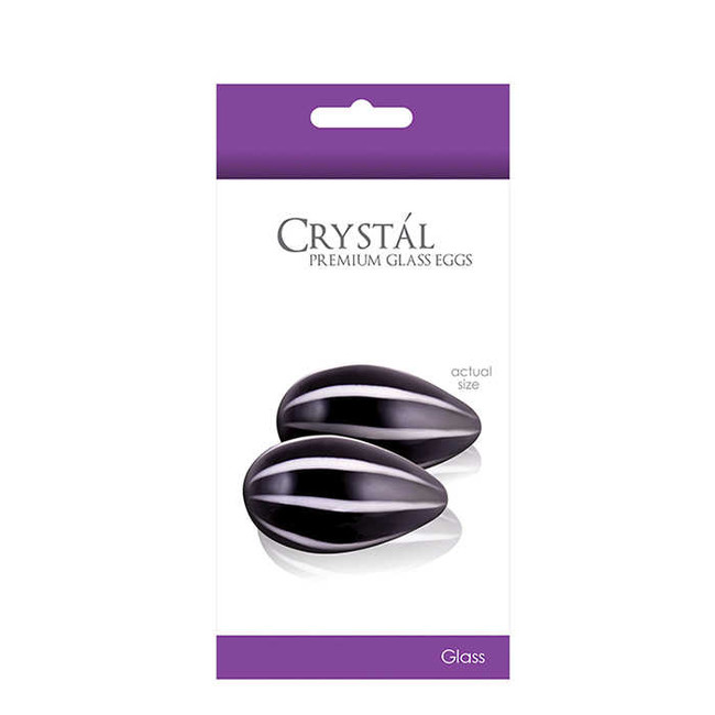 Вагинальные шарики из стекла Cristal (черный с белым)