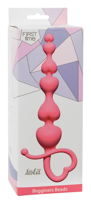 Анальная цепочка с сердечками Begginers Beads (18 см , розовый )