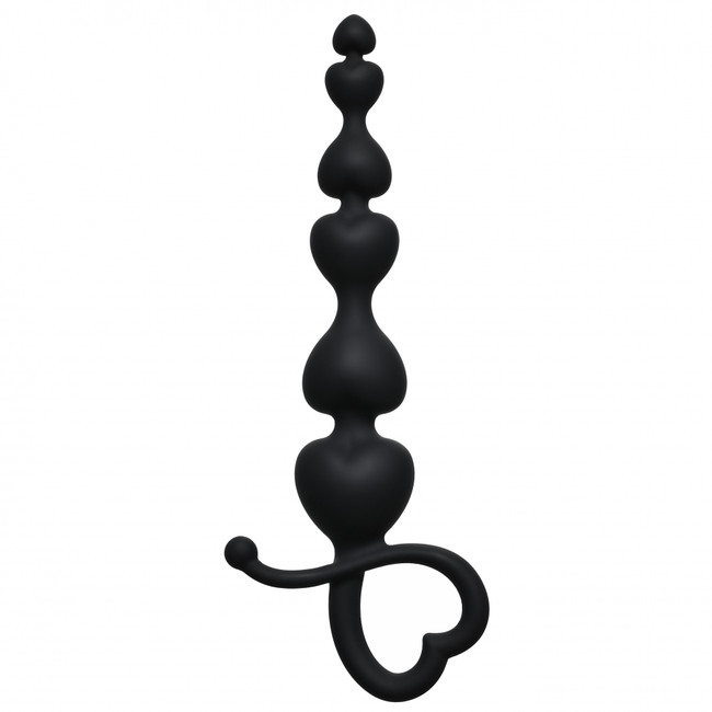 Анальная цепочка с сердечками Begginers Beads (18 см ,черный)