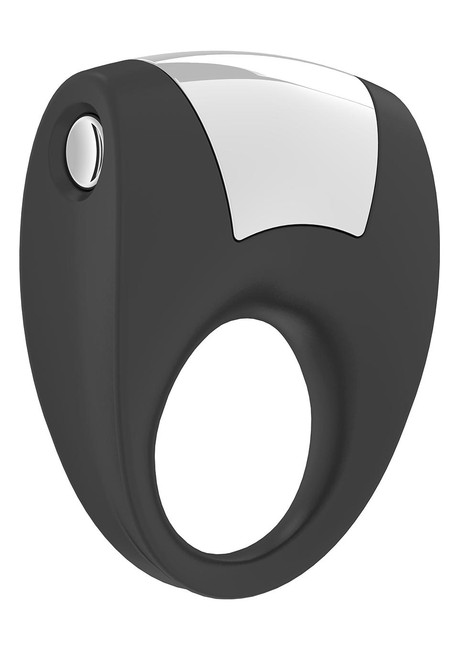 Эрекционное черное кольцо на пенис OVO с вибрацией