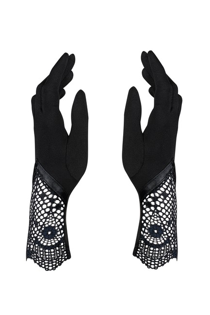 Чёрные перчатки с кружевом Moketta Gloves  SL (42-46)