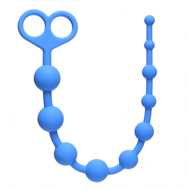 Силиконовая анальная цепочка Orgasm Beads (33,5 см , васильковый)