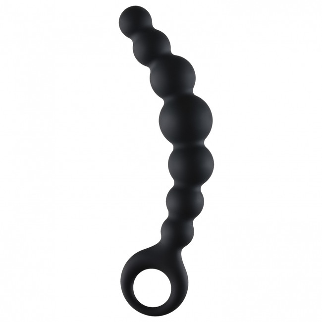 Рельефный изогнутый анальный стимулятор Flexible Wand (19,5 см , черный)