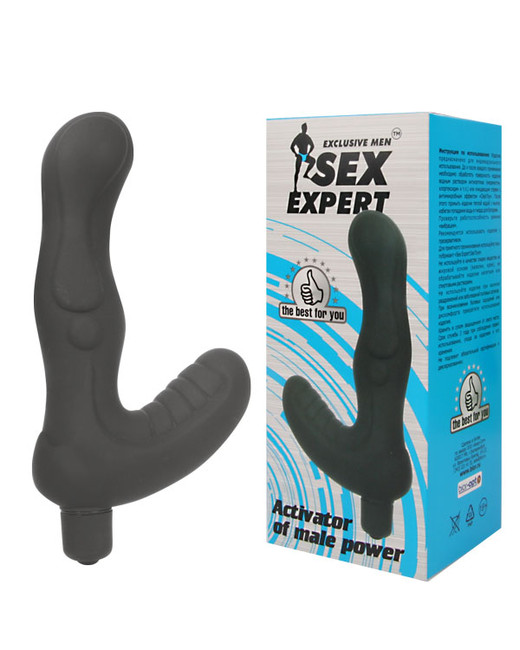 Стимулятор простаты с массажером мошонки с вибрацией Sex Expert, (10 см,)