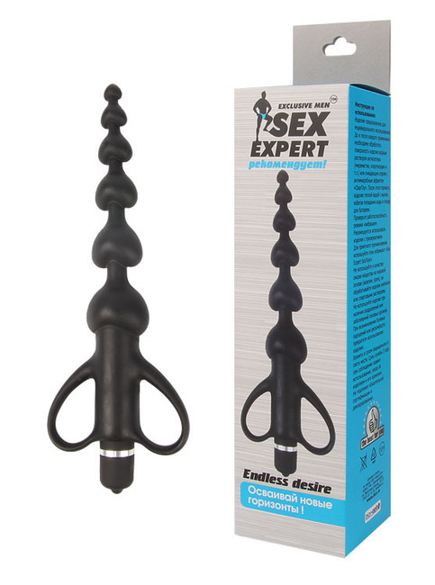 Анальный рельефный стимулятор с вибрацией Sex Expert  (21 см)