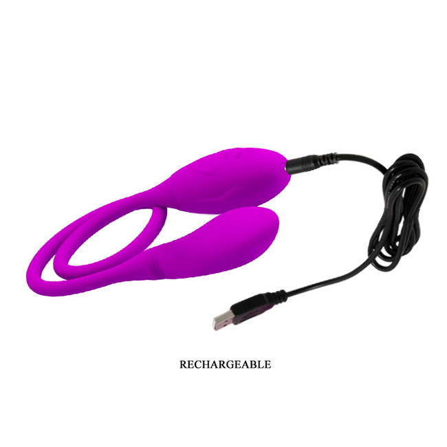Мощный перезаряжаемый двусторонний гибкий вибратор с двигающимся элементом Snaky Vibe (7 режимов), фиолетовый