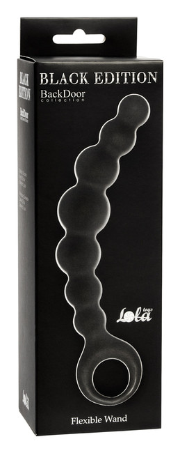 Рельефный изогнутый анальный стимулятор Flexible Wand (19,5 см , черный)