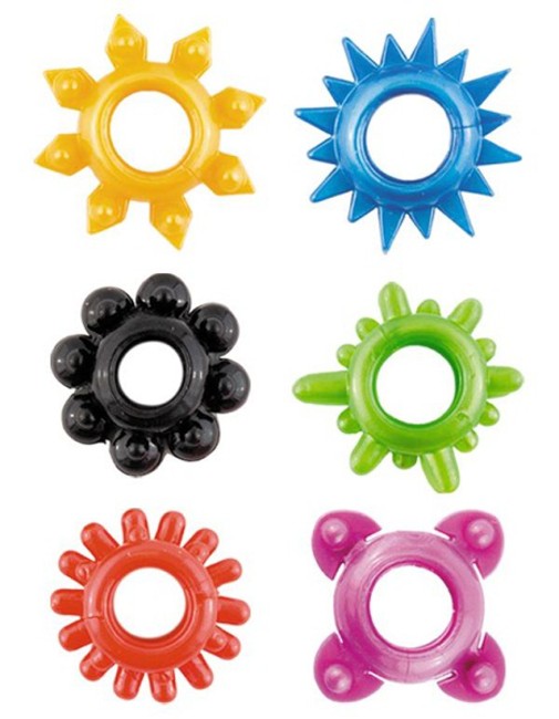 Набор цветных эрекционных колец Toyfa
