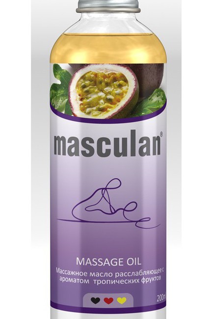 Расслабляющее массажное масло Masculan с ароматом тропических фруктов , 200 мл.