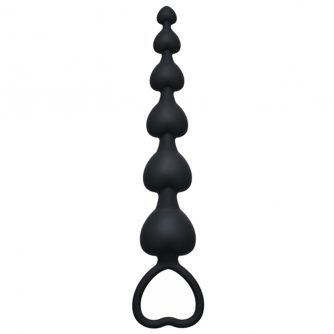 Анальная цепочка с сердечками Heart's Beads (18 см , черный )