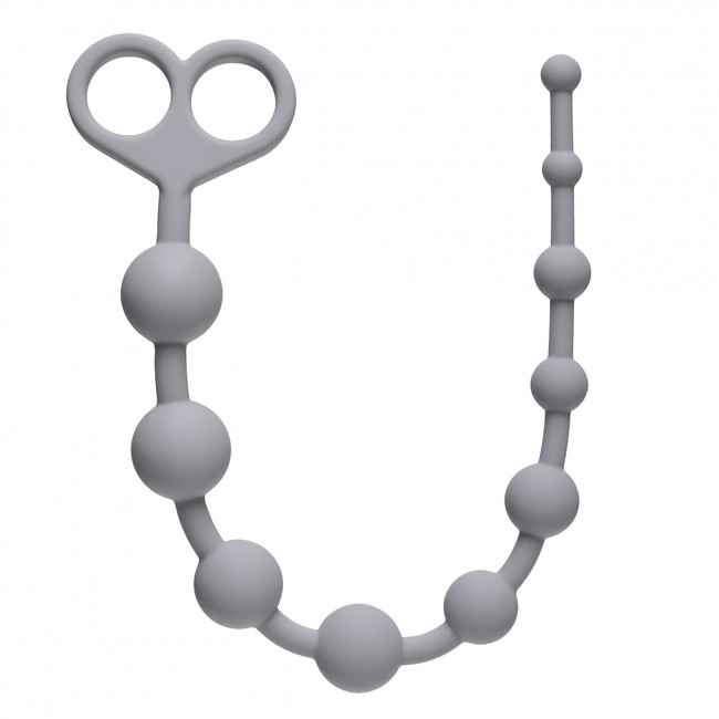 Силиконовая анальная цепочка Orgasm Beads (33,5 см , серый )