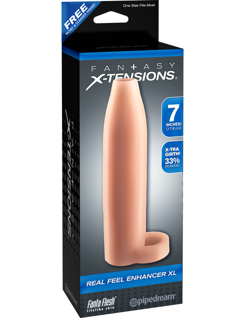 Длинная расширяющая пенис насадка с креплением на мошонке Real Feel Enhancer XL