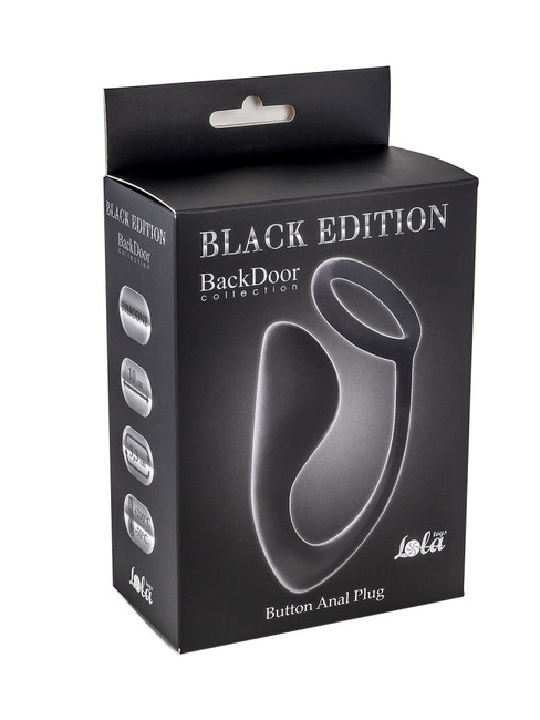 Мужской анальный стимулятор с кольцом на пенис Butto Anal Plug Black (10 см , черный)