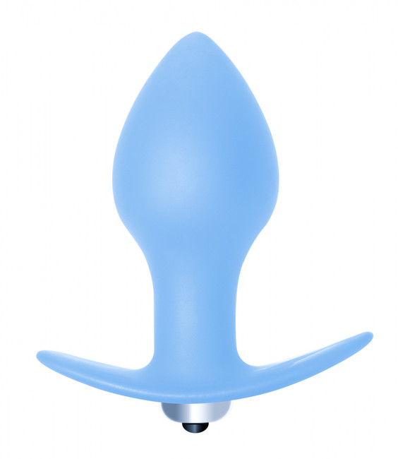 Анальная силиконовая пробка с вибрацией Bulb Anal Plug (10 см , нежно-голубой )
