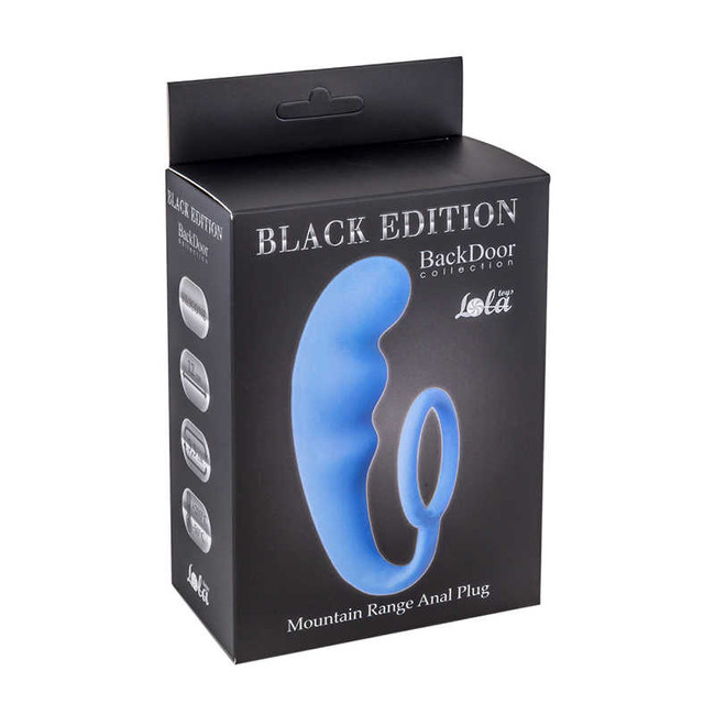 Эрекционное кольцо с анальной пробкой Double Pleasure Anal Plug Blue (19 см , синий)