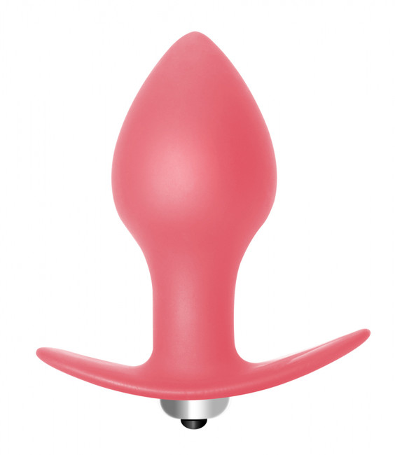 Анальная силиконовая пробка с вибрацией Bulb Anal Plug  (10 см , нежно-розовый)
