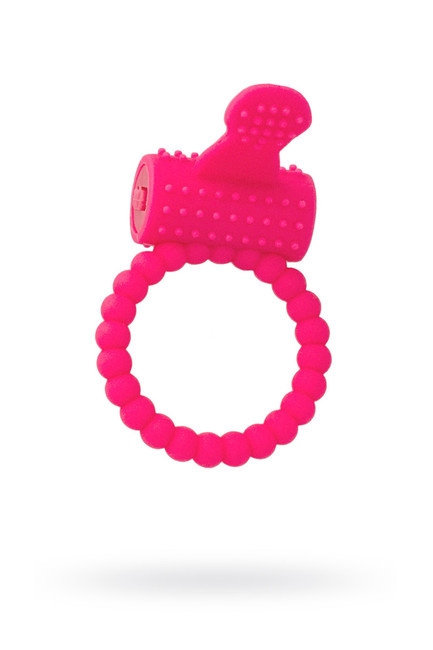 Виброкольцо  с клиторальным стимулятором A-Toys (розовый)